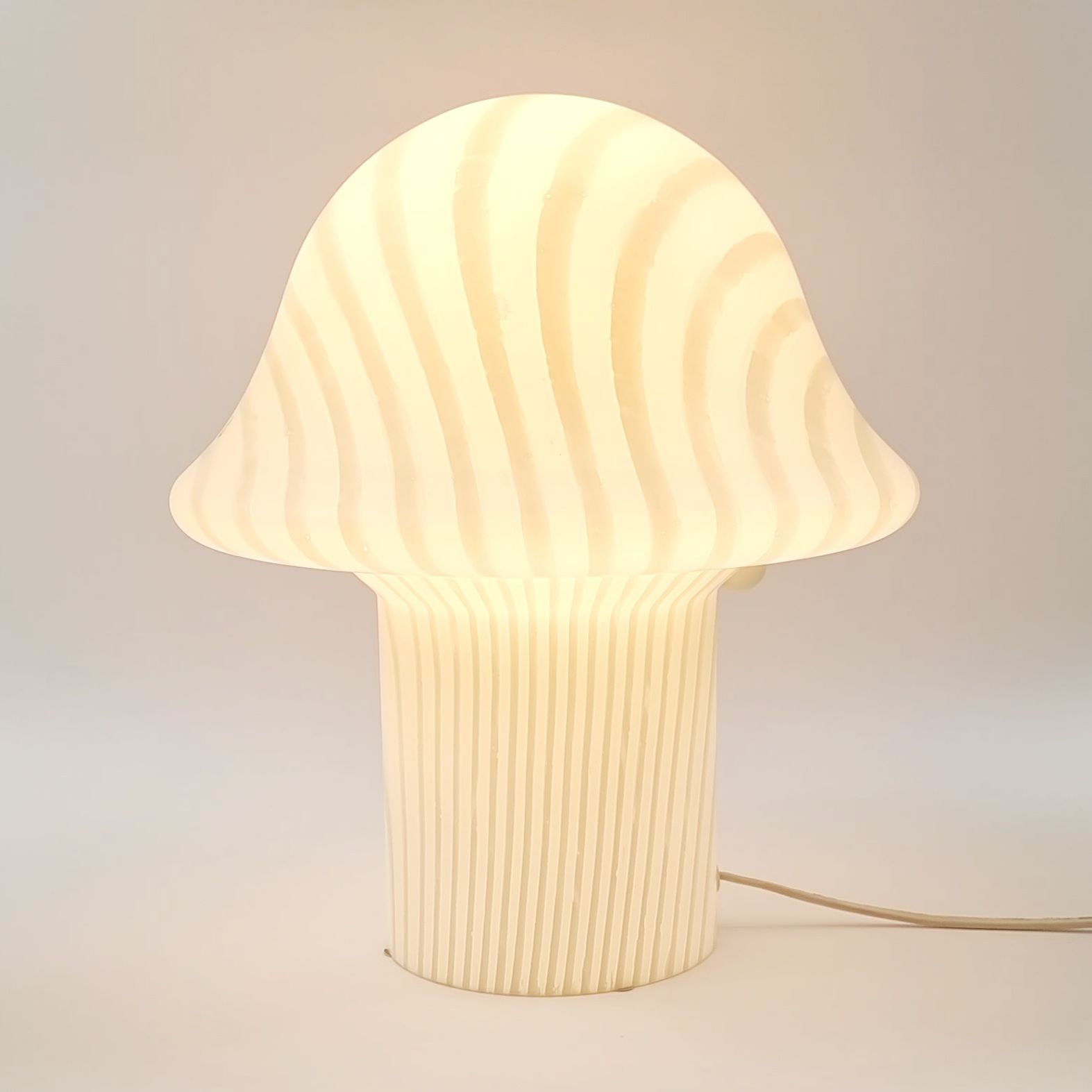 Large Striped Glass Mushroom Table Lamp From Peill & Putzler, Germany, 1970s