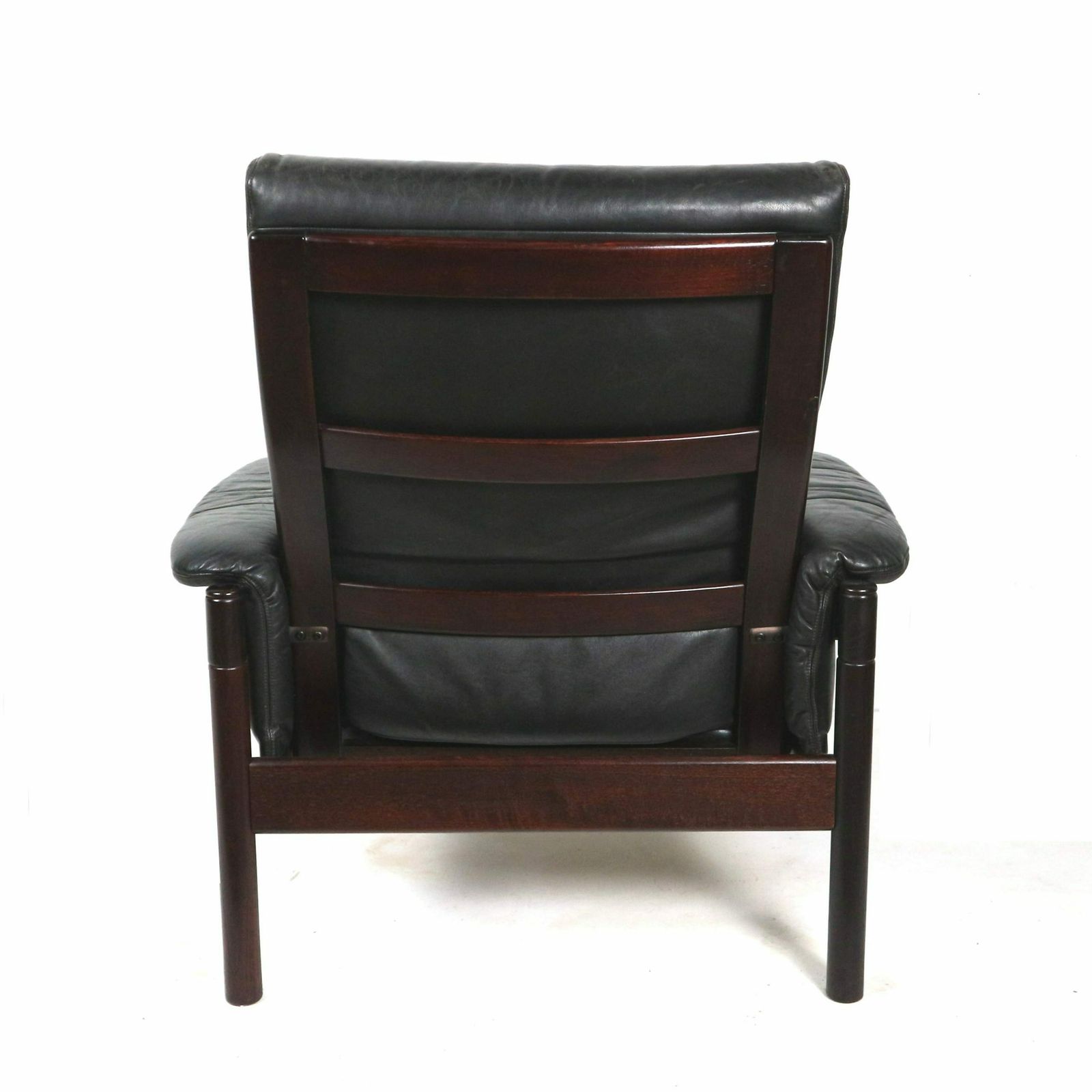 Black Leather Armchair With Beautiful Wooden Frame Made In The 60s photo 872.56