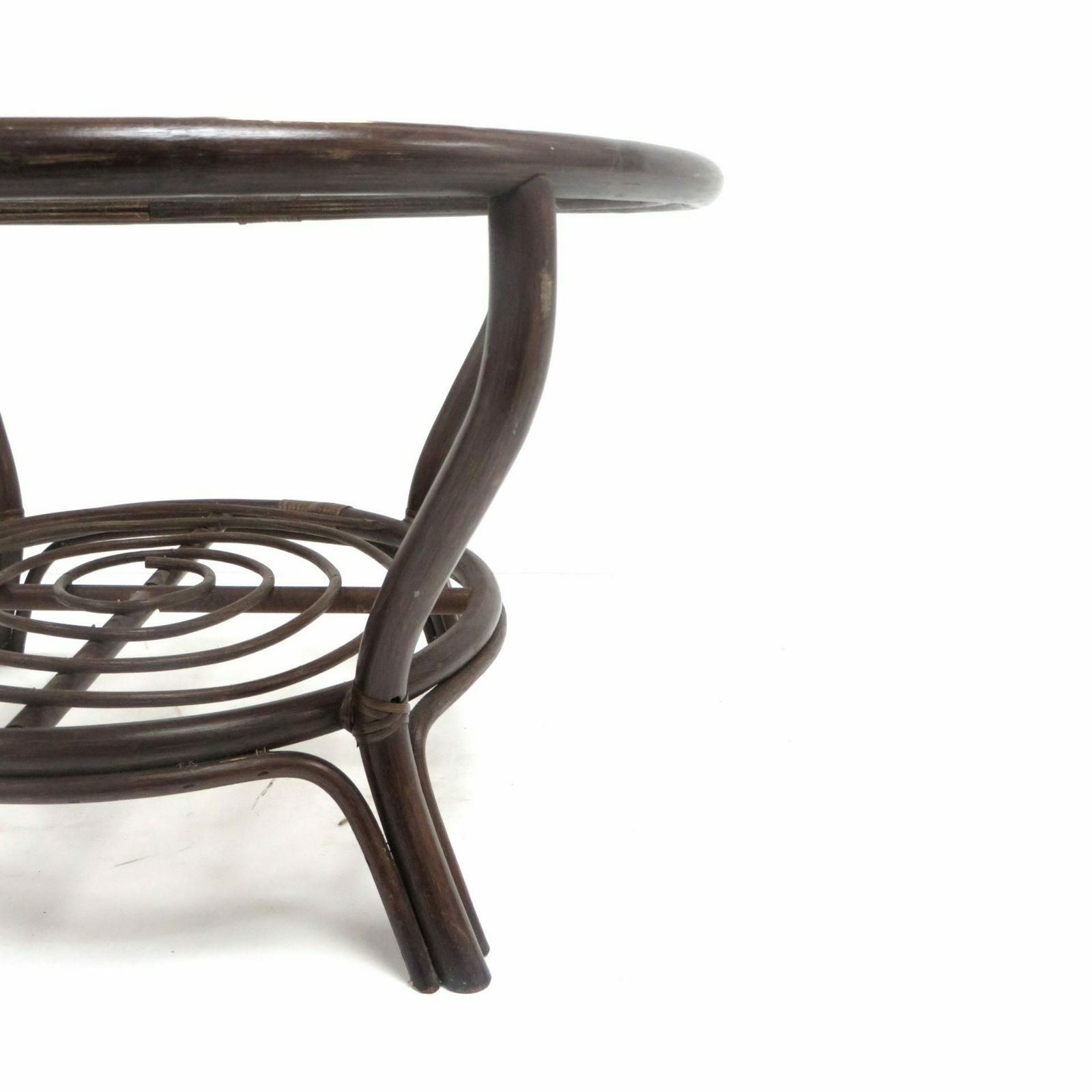 Vintage Round Coffee Table Made Of Rattan Bamboo With Glass Table Top From The 1960s photo furniture
