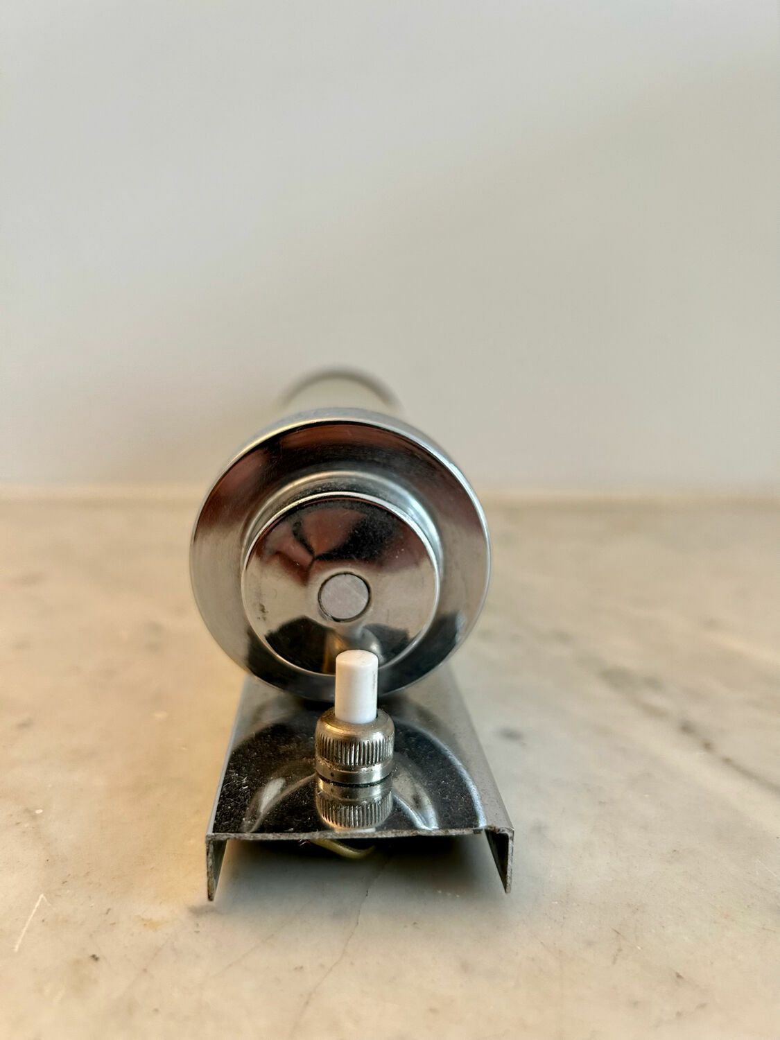 Vintage Modernist Wall Lamp, Sandblasted Glass And Chromed Metal, Art Deco 1930 photo vintage