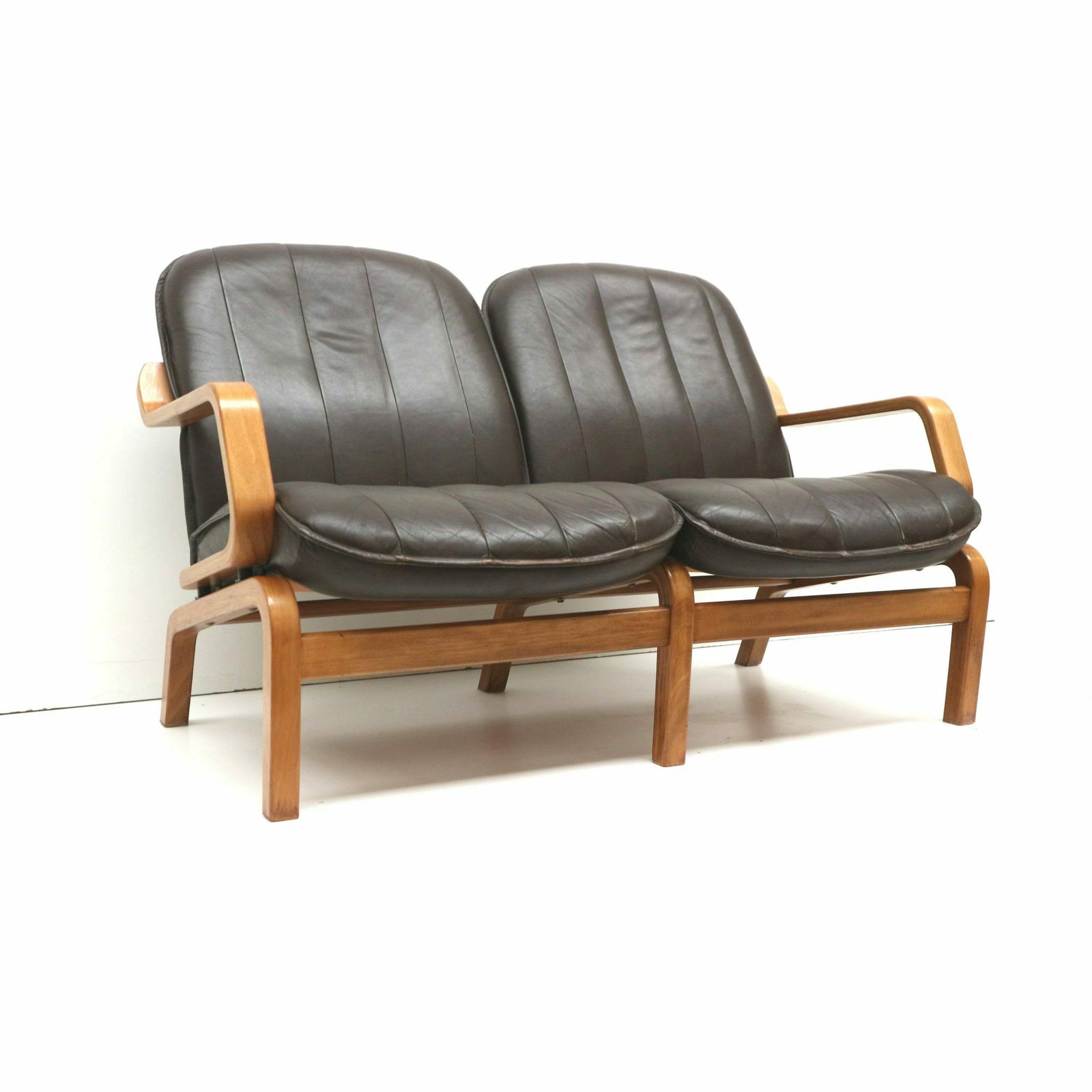 Vintage Danish 2 Seater Sofa With Leather Upholstery From The 1970s photo vinterior