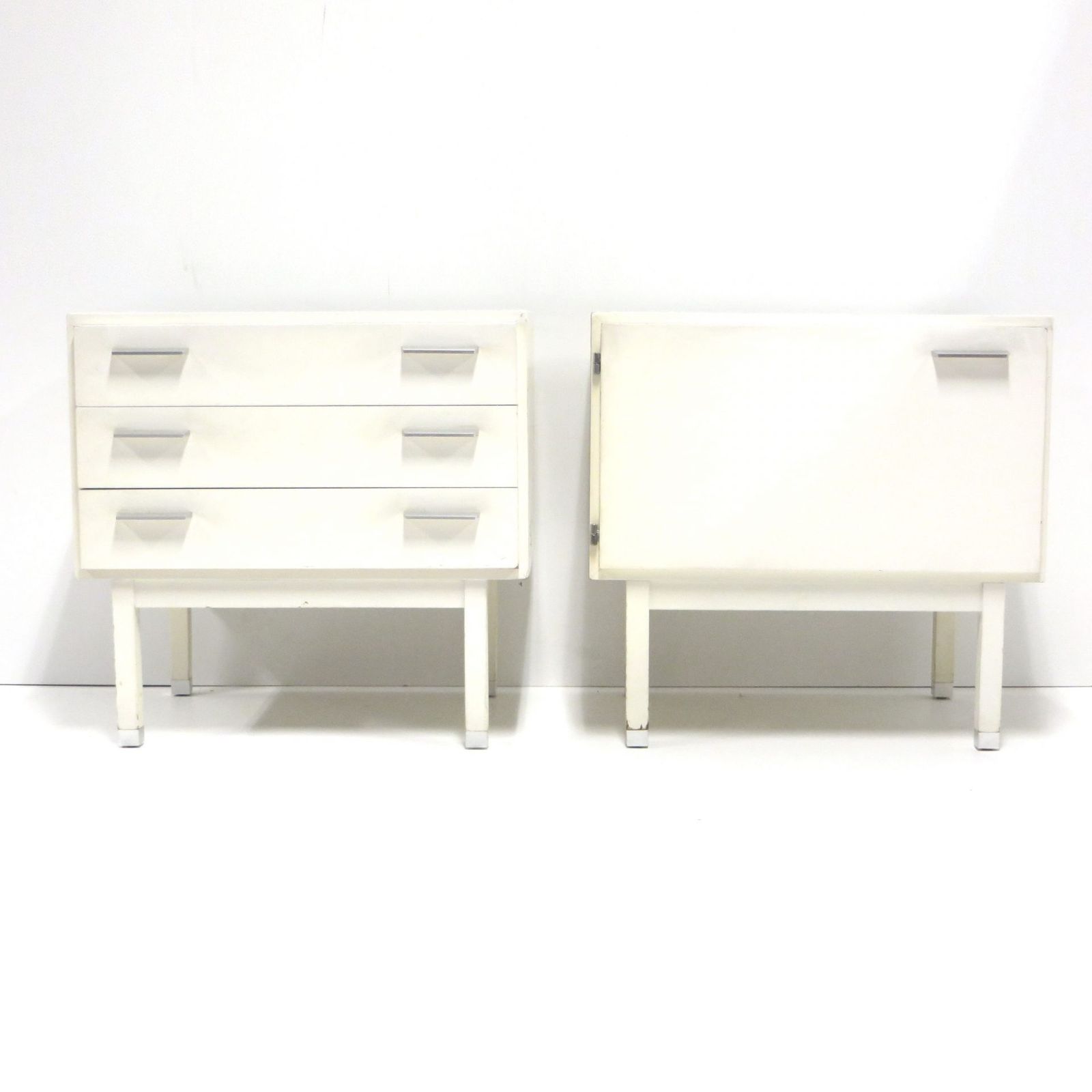 Set Of Two Large Vintage White Bedside Tables Made In The 1970s photo for sale