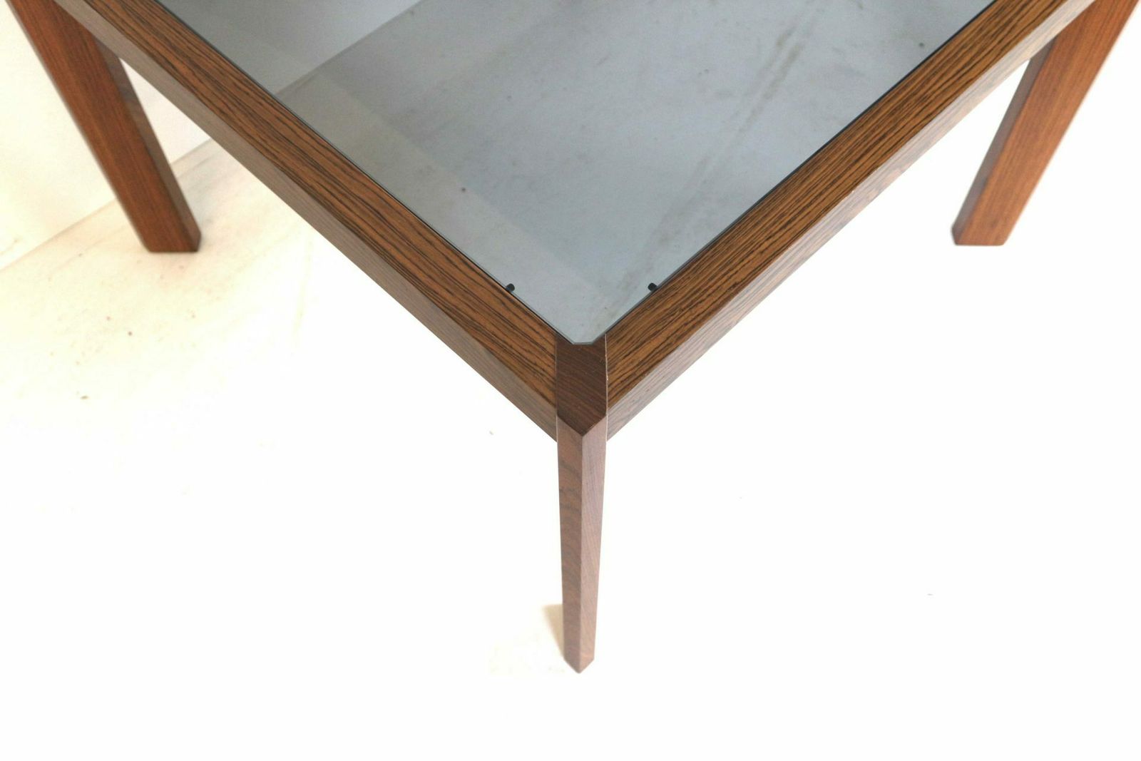 Square Vintage Coffee Table With Smoked Glass Top Made In The 60s photo Furniture