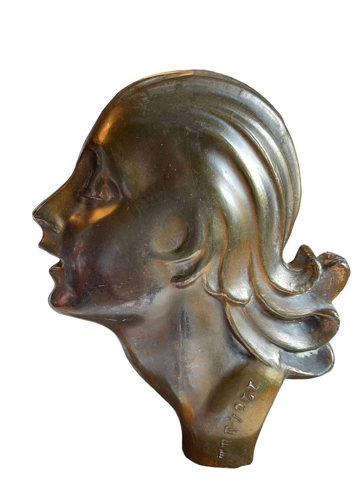 Art Deco Stylised Brass Figure Of A Female Form photo vintage
