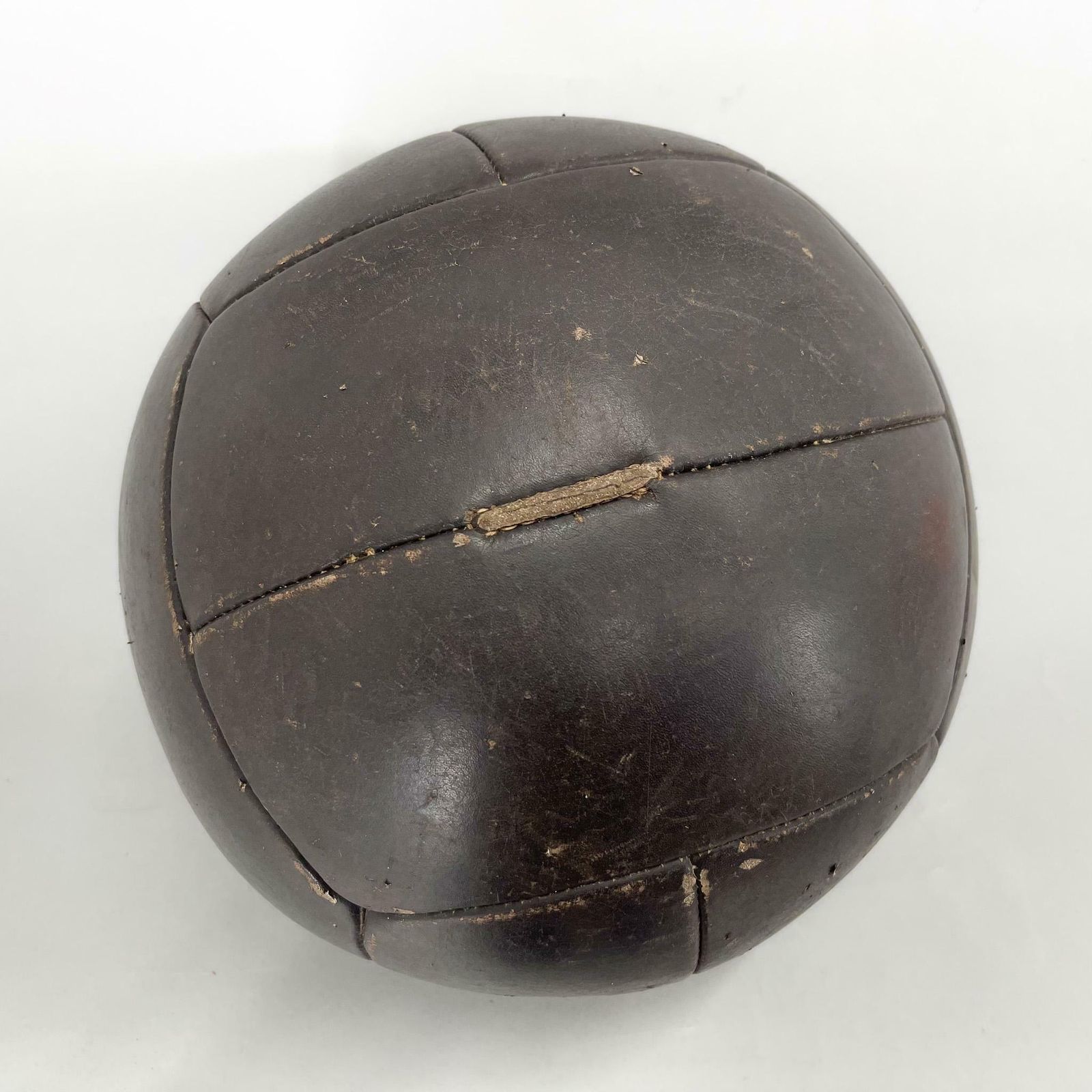 Large Vintage Black Leather Medicine Ball, 1930's photo vinterior