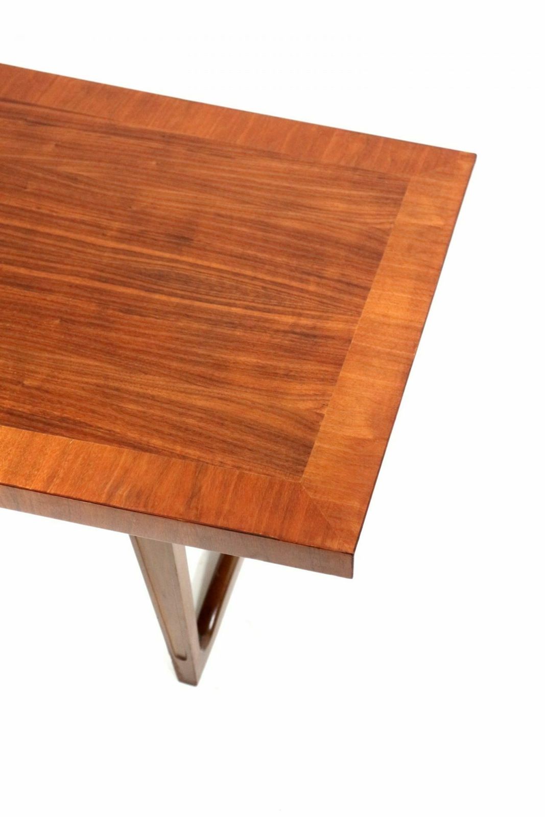 Large Vintage Coffee Table With Beautiful Wood Drawing From The 1960s photo for sale
