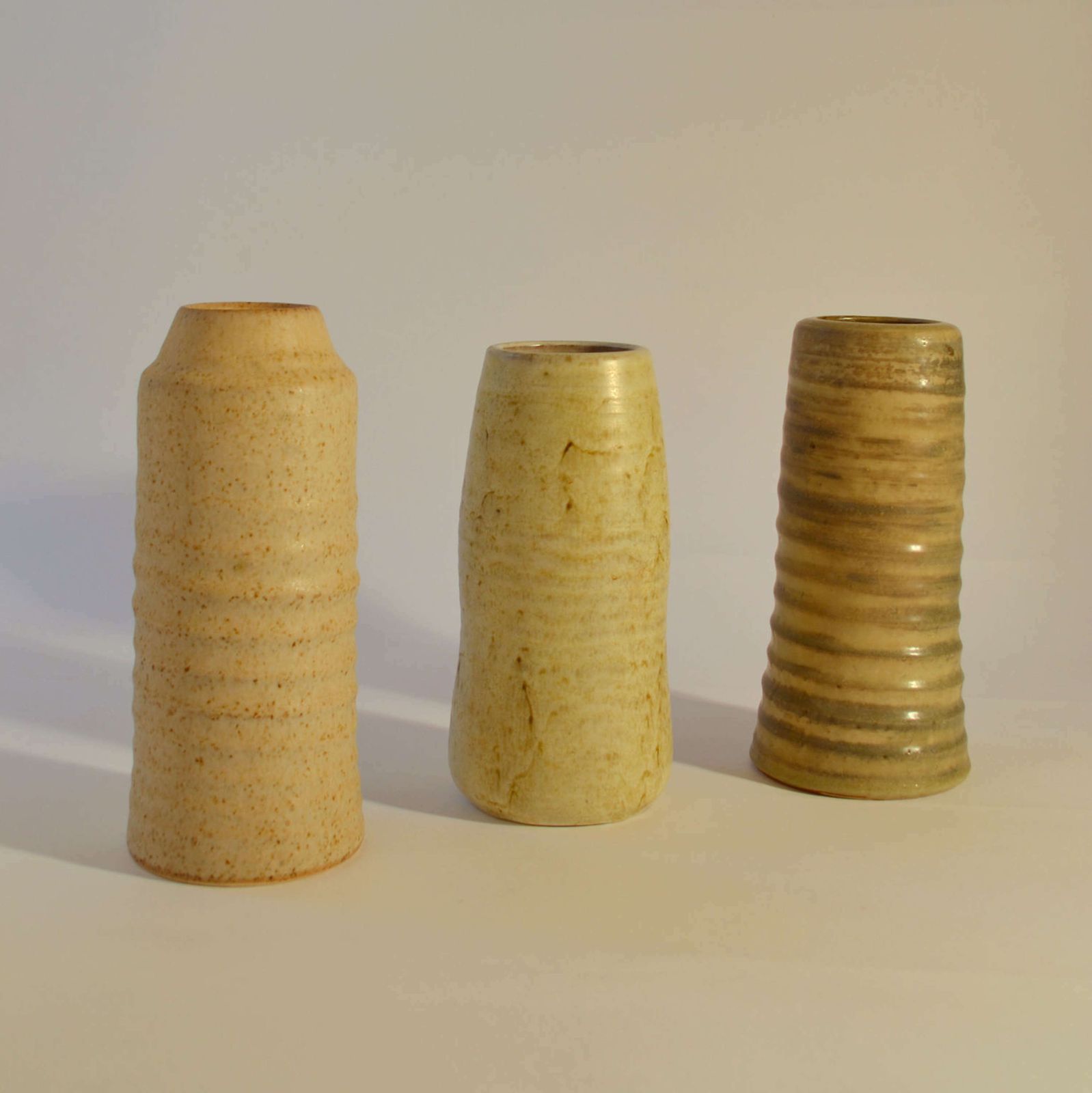 Group Of Mid Century Ceramic Studio Vases Off White Tones photo vinterior