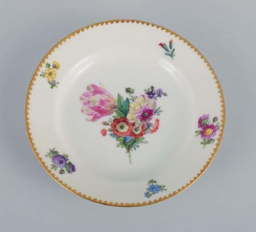 B&G, Bing & Grondahl Saxon Flower. Six Cake Plates Decorated With Flowers photo for sale