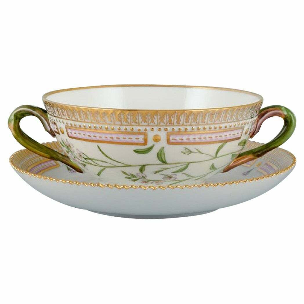 Royal Copenhagen Flora Danica Bouillon Cup With Saucer In Hand Painted Porcelain photo buy