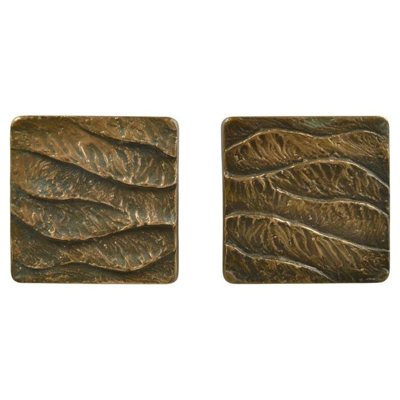 Pair Of Push Pull Door Handles In Bronze Relief Of Waves