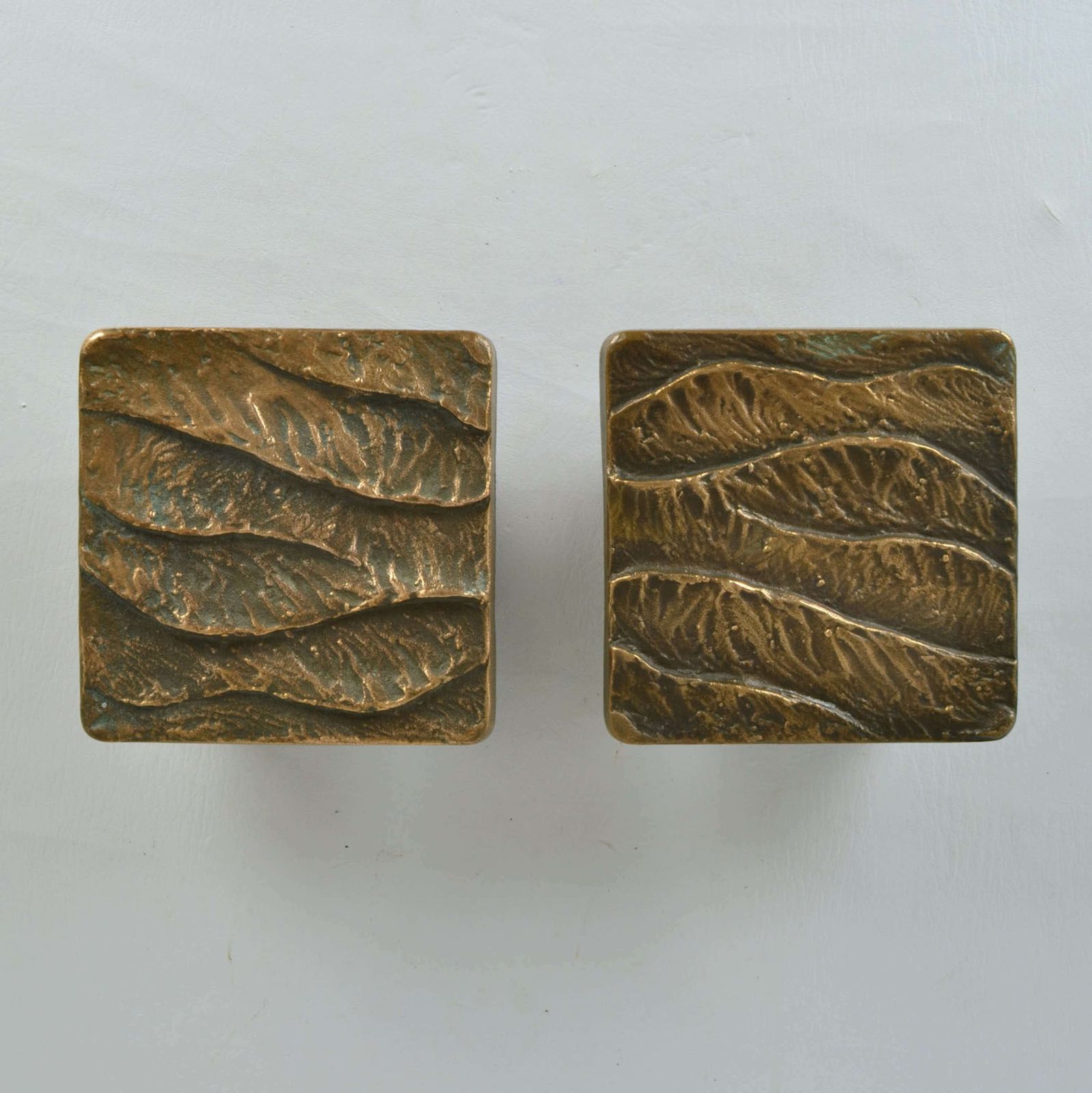 Pair Of Push Pull Door Handles In Bronze Relief Of Waves photo buy