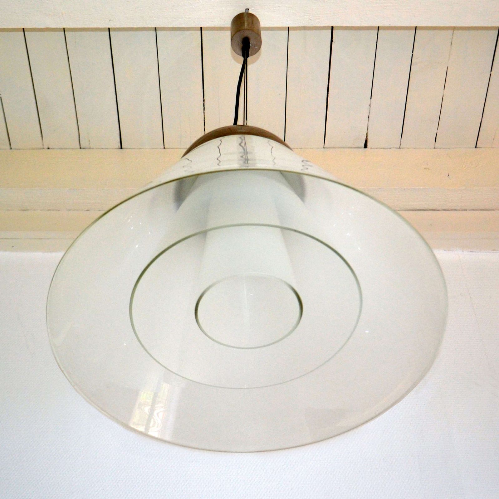 Milk Glass Pendant By Carlo Nason Mazzega Venice, 1970's photo vintage