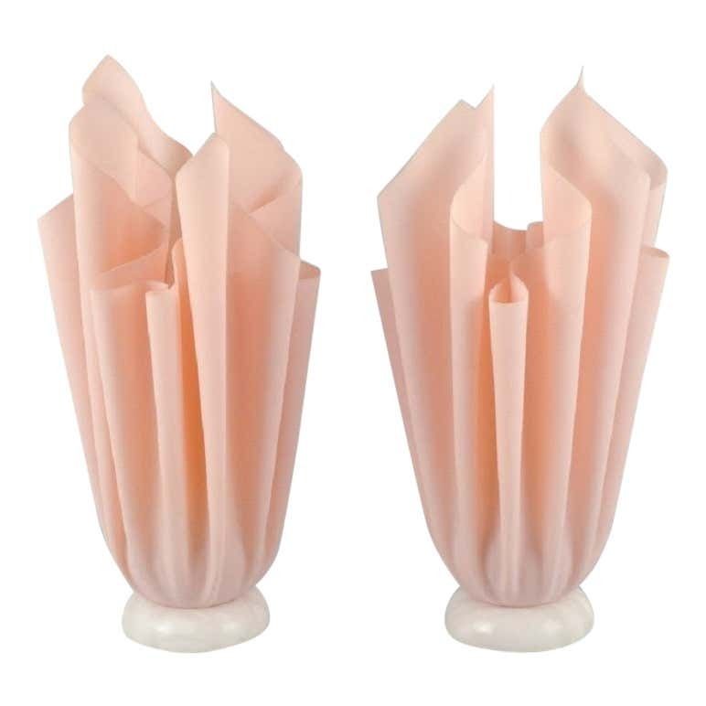 Georgia Jacobs, French Designer, A Pair Of Rose Coloured Table Lamps In Resin