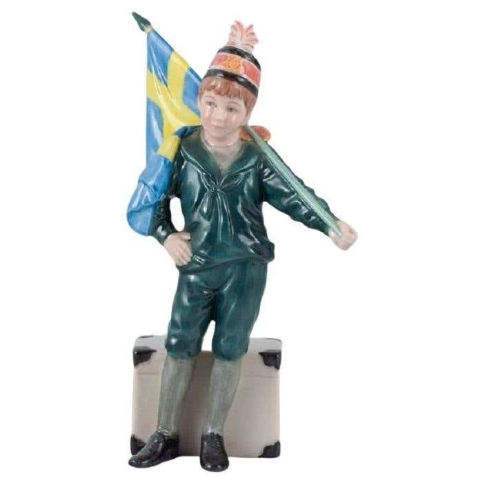 Carl Larsson Pontus For Royal Copenhagen, Porcelain Figure, Standard Bearer Boy
