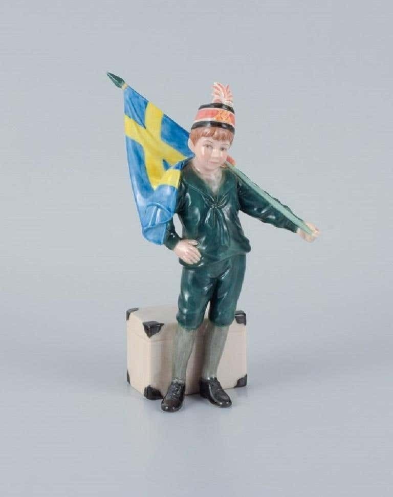 Carl Larsson Pontus For Royal Copenhagen, Porcelain Figure, Standard Bearer Boy photo furniture