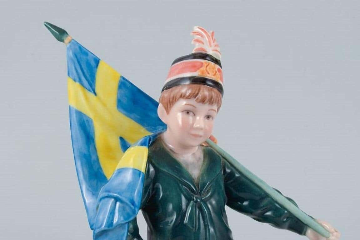 Carl Larsson Pontus For Royal Copenhagen, Porcelain Figure, Standard Bearer Boy photo vinterior