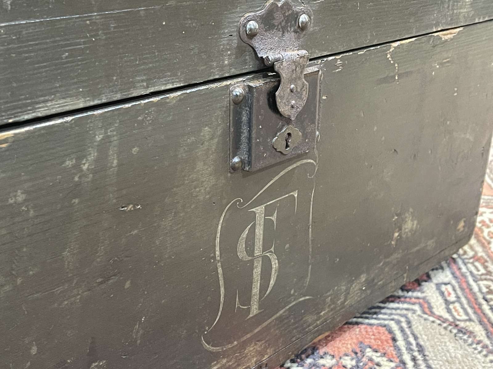 Fir Wood Travel Trunk Early 20th Century photo furniture