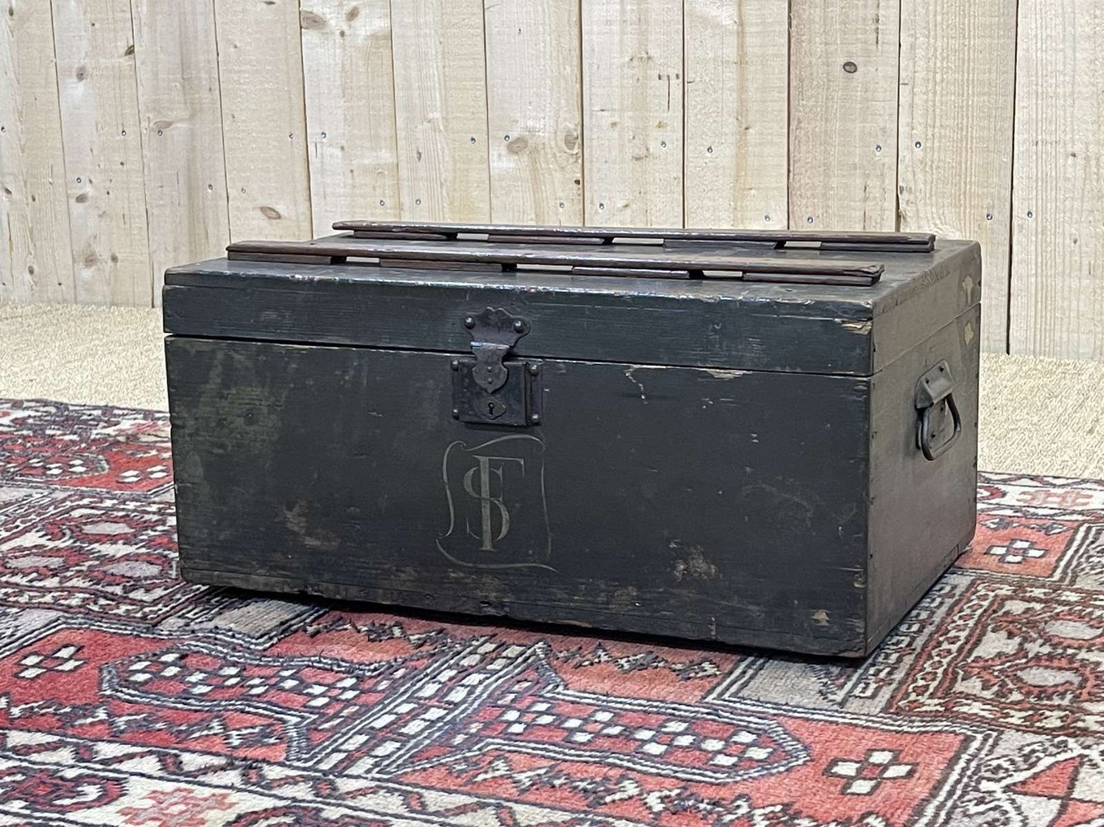 Fir Wood Travel Trunk Early 20th Century