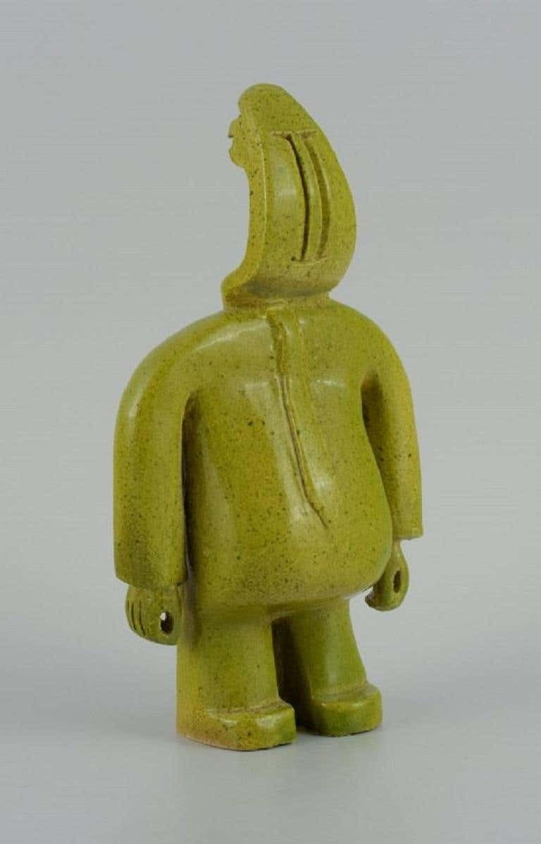 Bernard Lombot, French Ceramist, Unique Ceramic Sculpture, Standing Green Man photo furniture