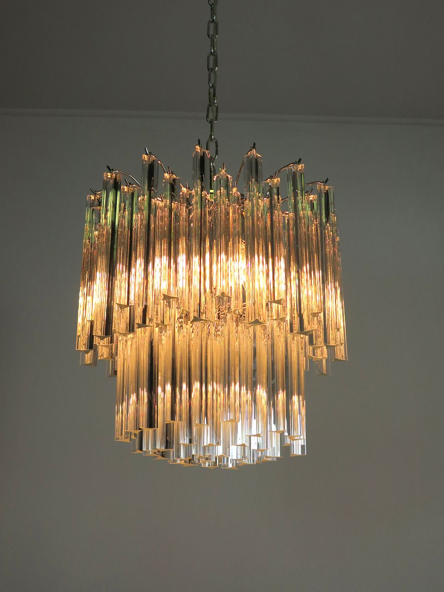 Vintage Murano Chandelier – 107 Trasparent Prism Triedri photo 1440.0
