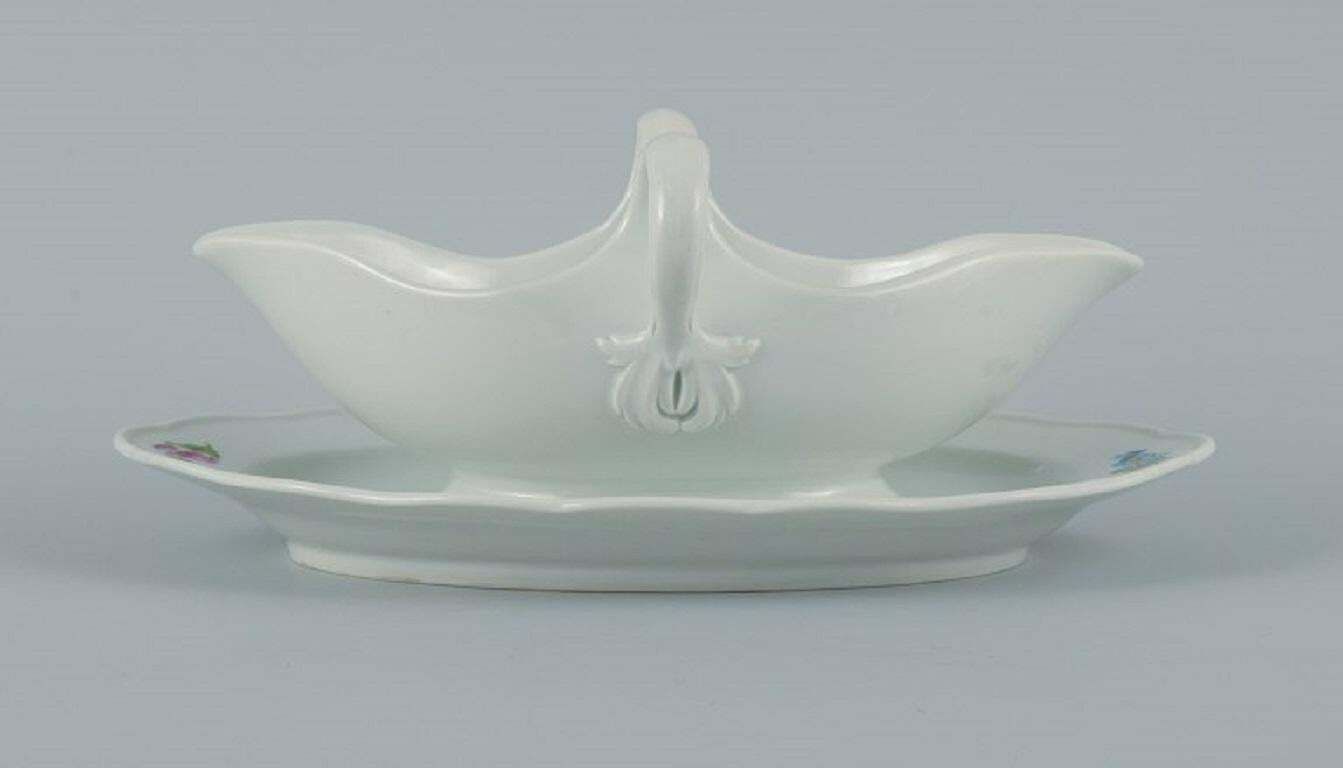 Meissen Germany Porcelain Sauce Boat On Foot With Floral Motifs