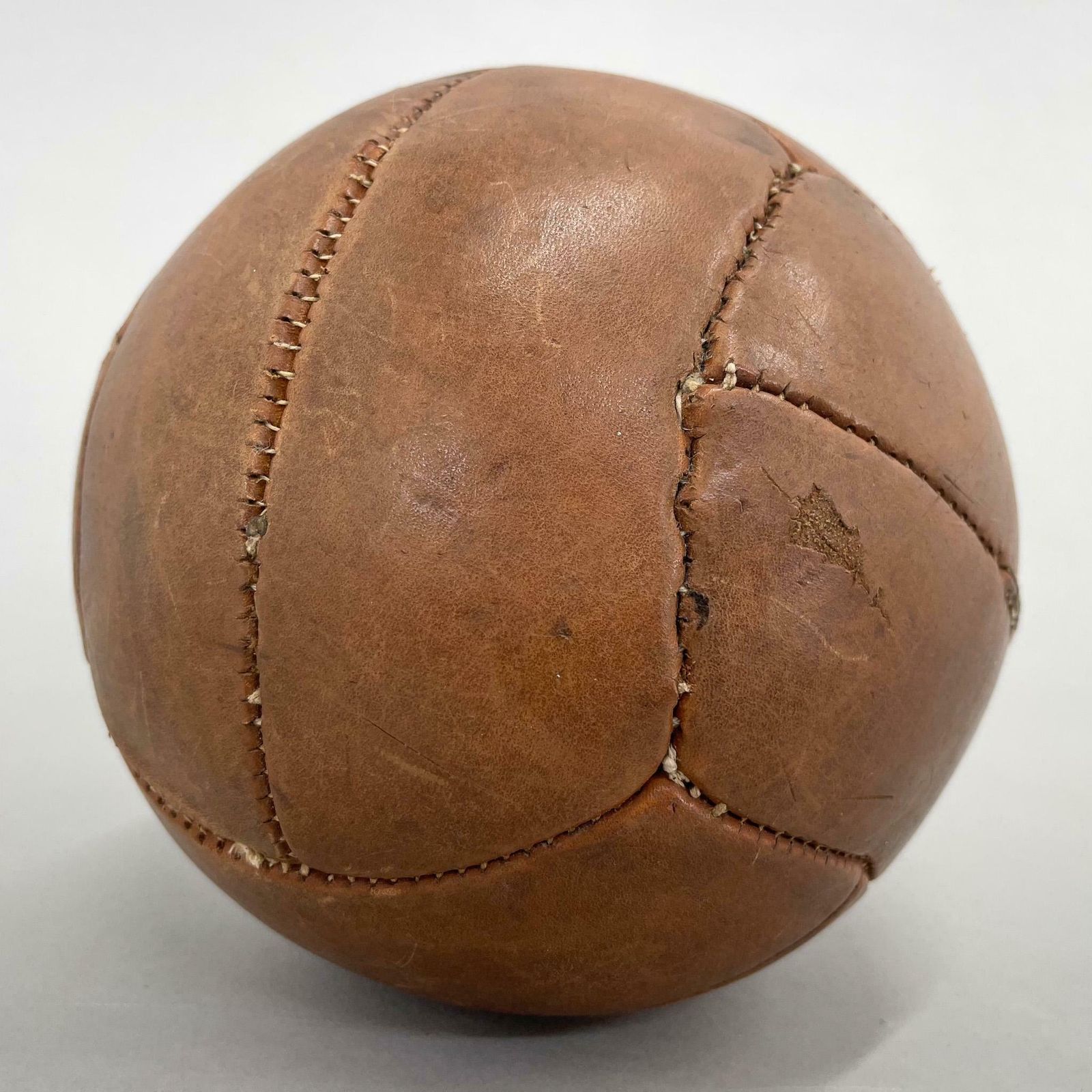 Vintage Brown Leather Medicine Ball, 1930's photo for sale
