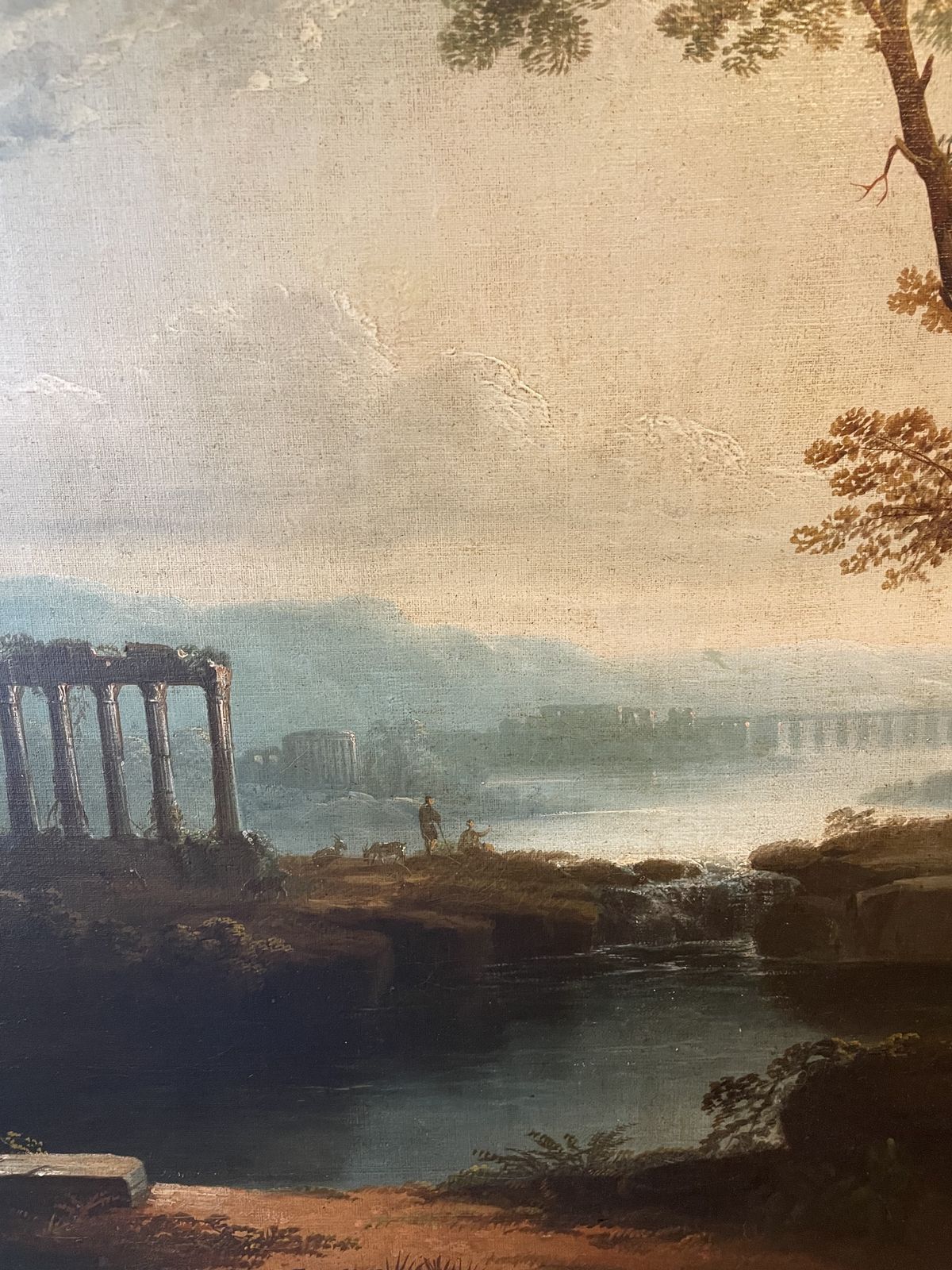 Late 18th Century Italinate Landscape With Classical Ruins photo vintage
