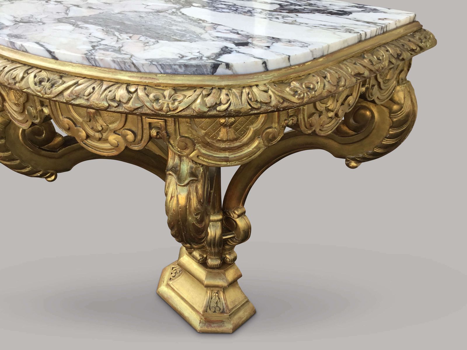 photo for sale Impressive C19th Carved Giltwood Console Table In The Kentian Manner