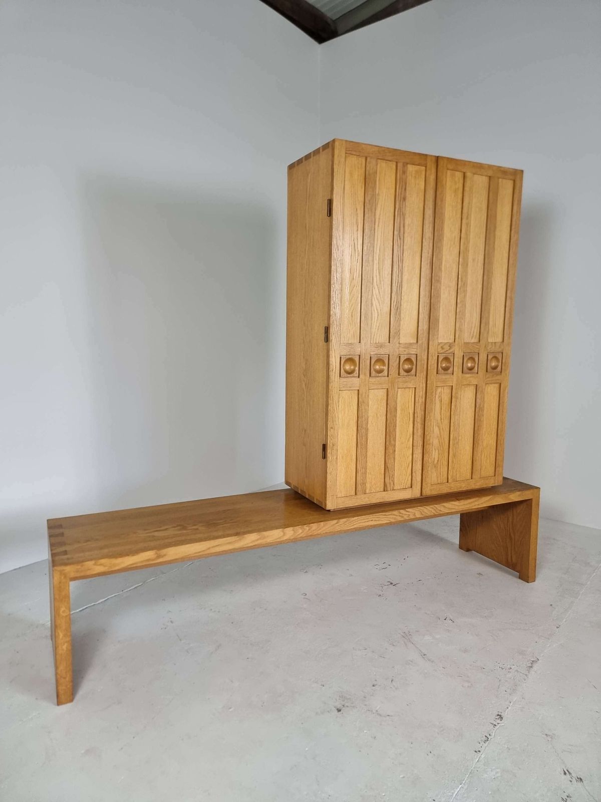 Brutalist Bench/Cabinet In Sold Oak