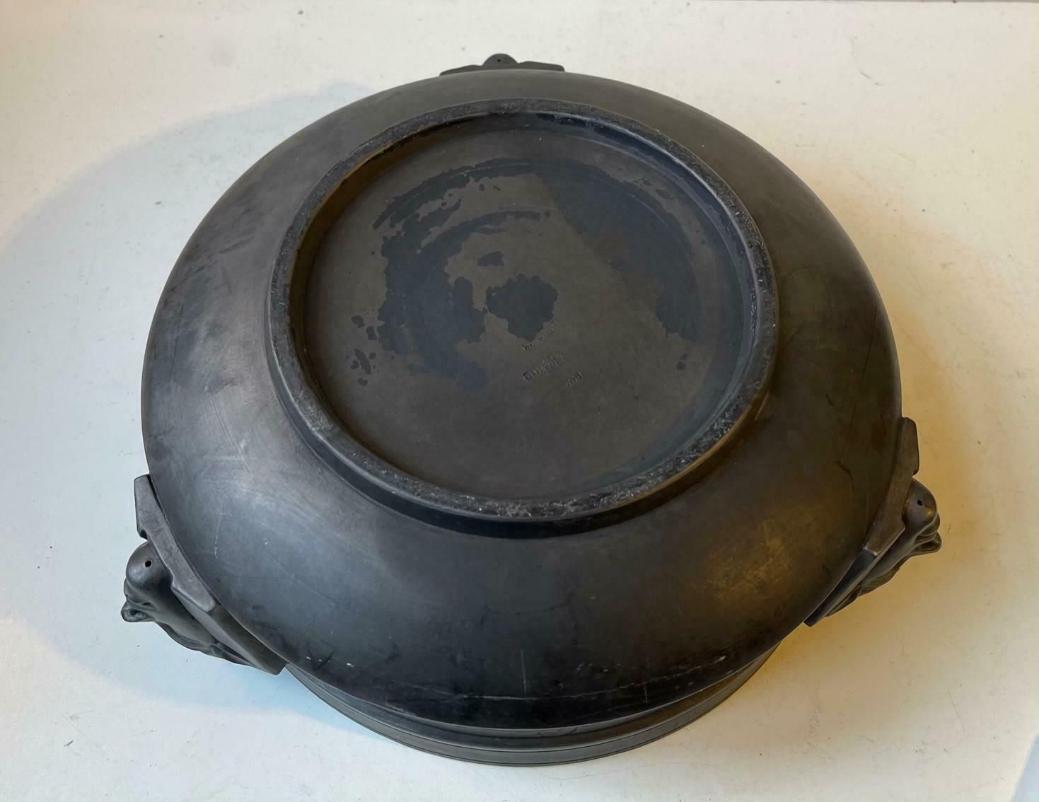 Antique L. Hjorth Pharaoh Bowl In Black Terracotta  Hieroglyphs And Isis photo Home Decor