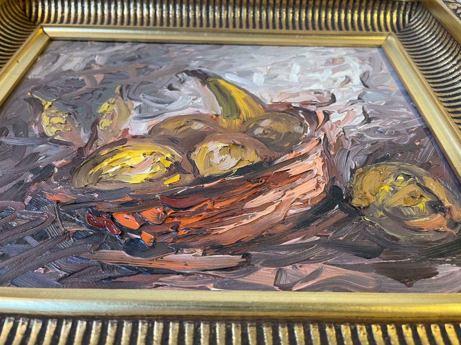2 Danish Oil Palette Paintings  Old Man Portrait & Fruit Bowl By J. P. Nielsen photo vinterior