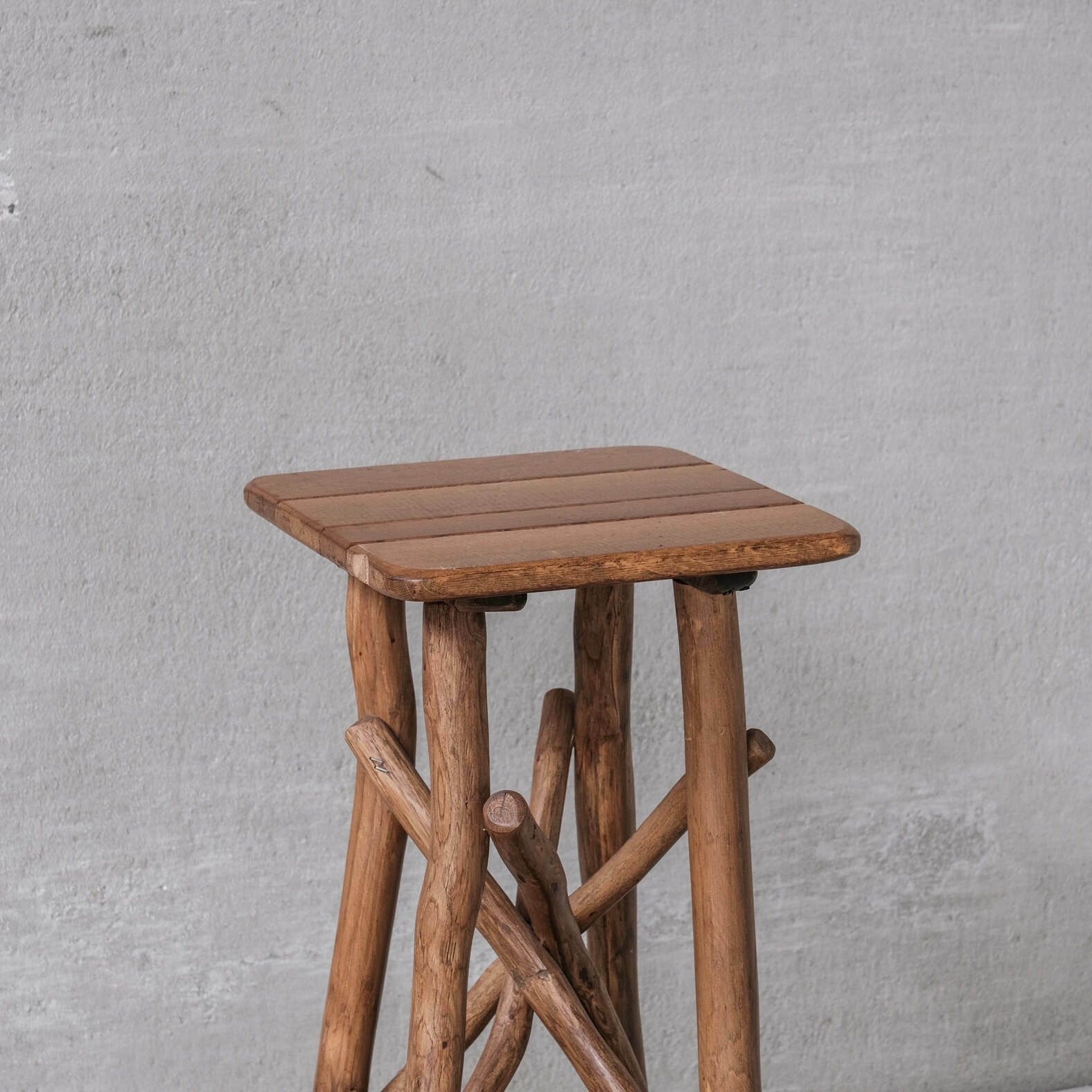 Wooden Mid Century Bar Stool Or Sculpture Pedestal In Adirondack Style (6 Available) photo Furniture