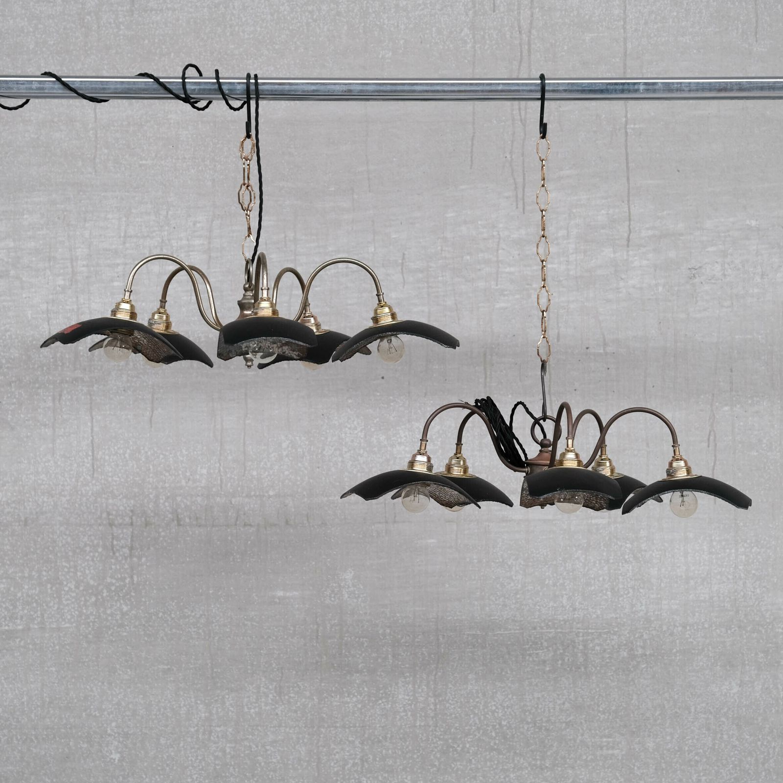 photo for sale English Mercury Glass Reflective Mirrored Antique Chandeliers (2 Available)