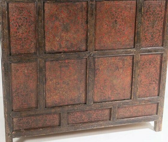 1800.0 Original 19thc Large Chinese Tibetan Hand Painted Lacquered Alter Cupboard Sideboard photo