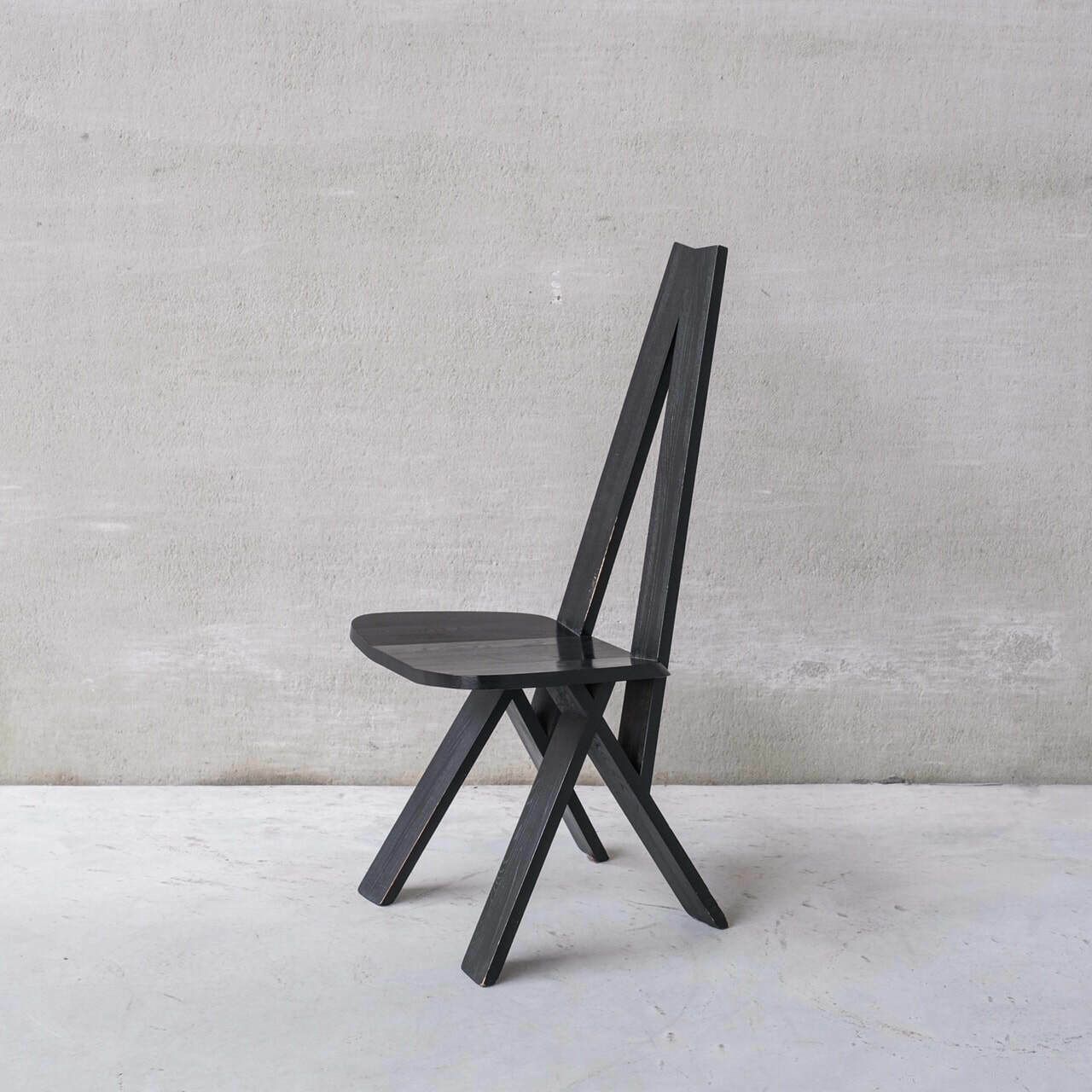 Set Of Six Black French Pierre Chapo Mid Century Dining Chairs photo furniture