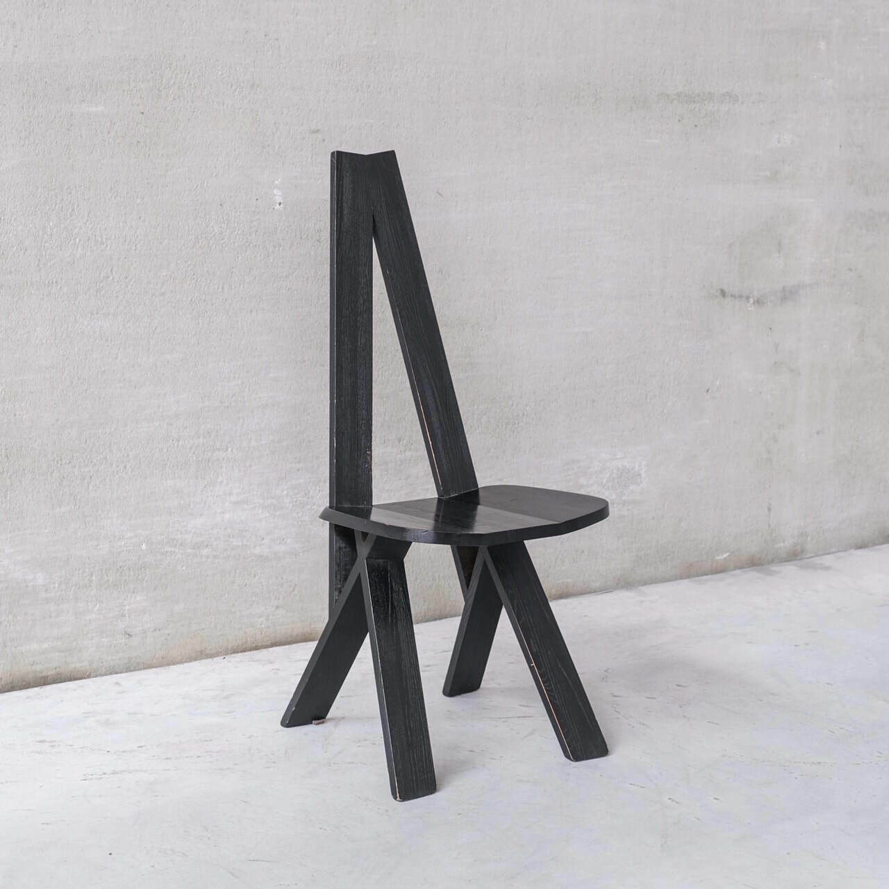 Set Of Six Black French Pierre Chapo Mid Century Dining Chairs photo vinterior