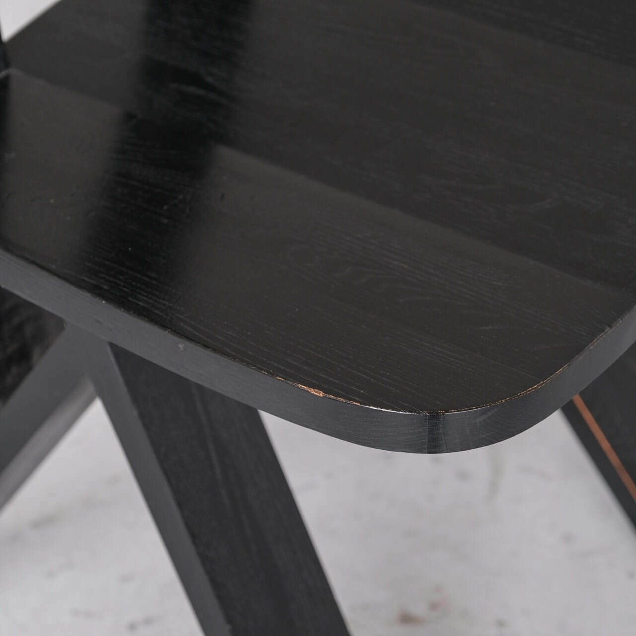 photo for sale Set Of Six Black French Pierre Chapo Mid Century Dining Chairs