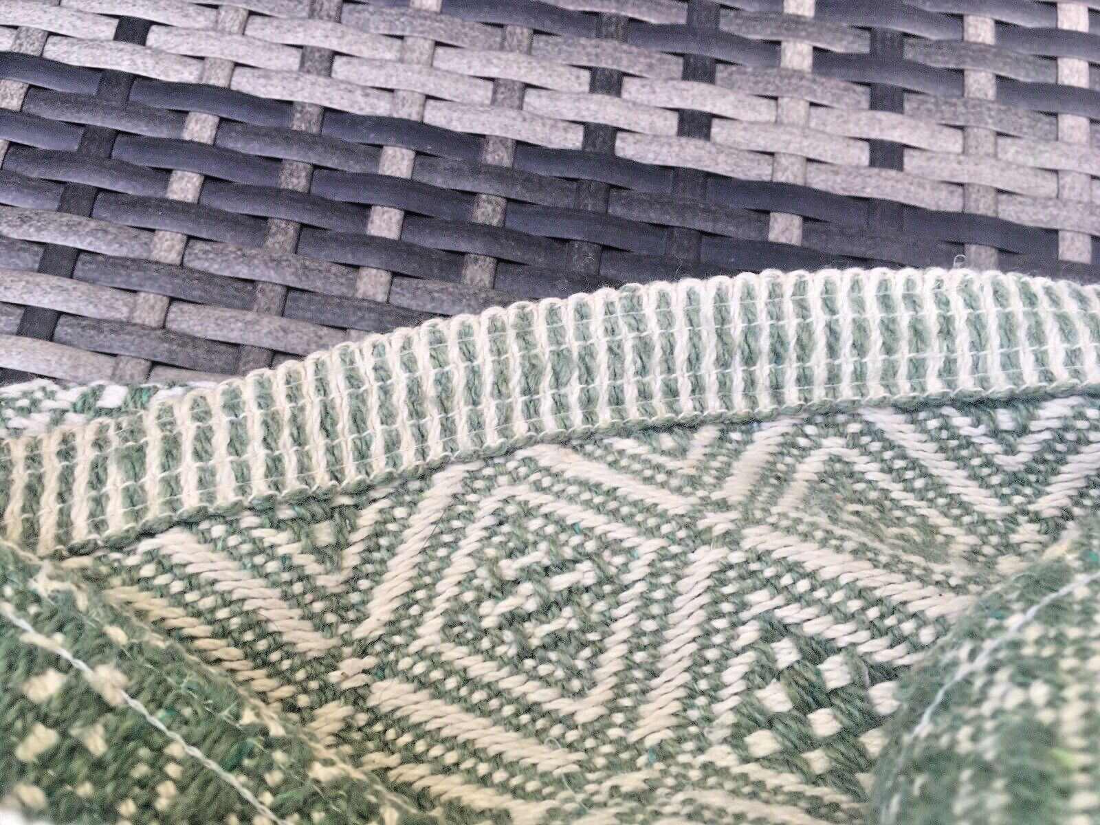 Large Vintage Welsh Woolen Style Diamond Weave Tapestry Blanket Double Bedspread photo Textiles