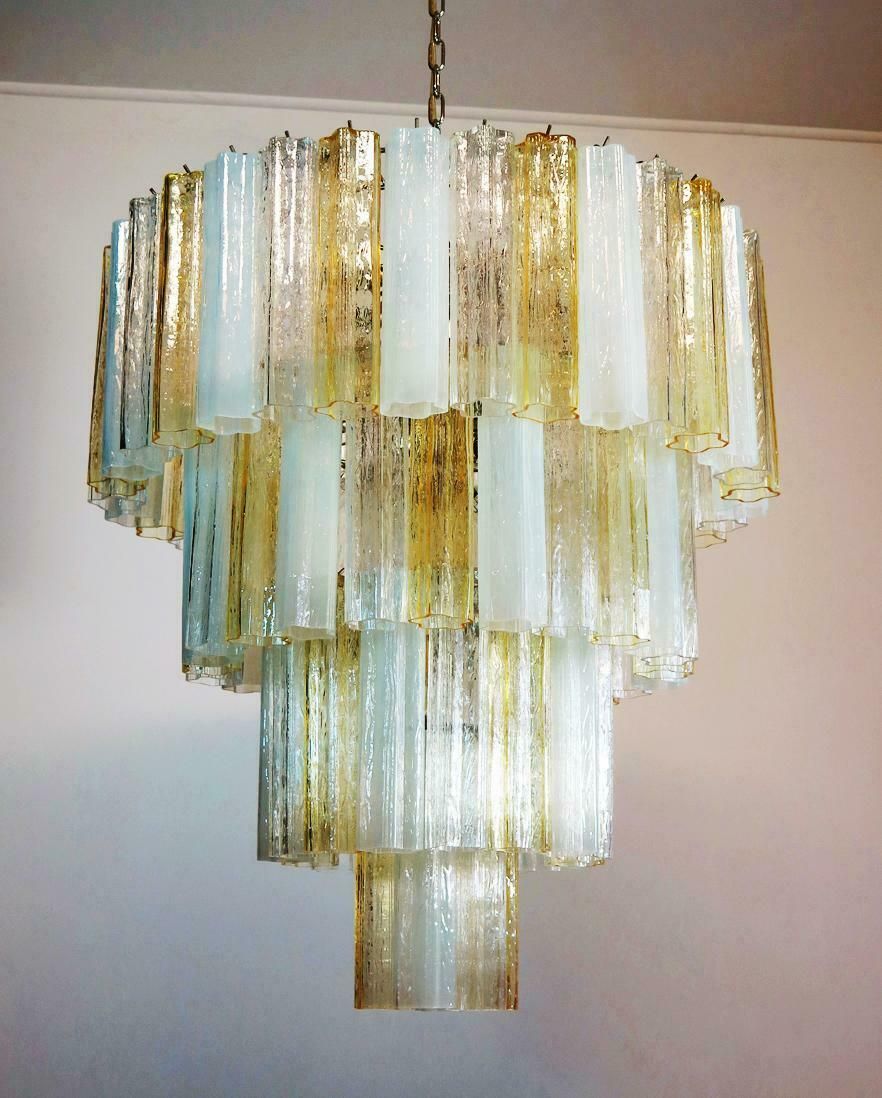 Huge And Amazing Vintage Murano Glass Tiered Chandelier, 78 Glasses, Amber Opal photo vinterior