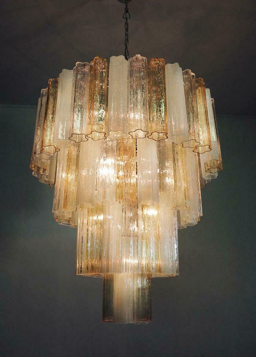Lighting Huge And Amazing Vintage Murano Glass Tiered Chandelier, 78 Glasses, Amber Opal photo