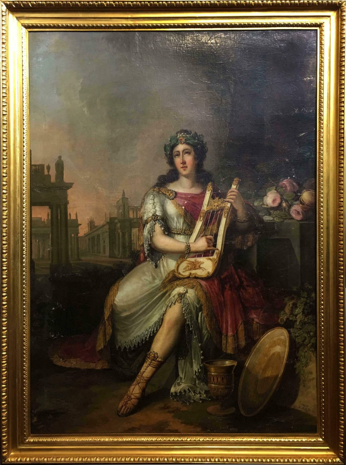 photo for sale Emperor Nero Plays The Lyre While Rome Burns By F. Ugeri. Rome, Circa 1810