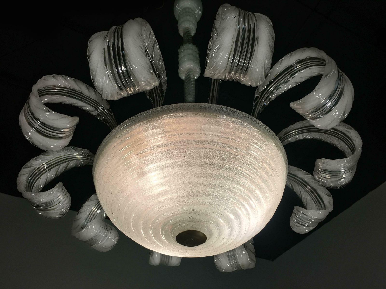 Midcentury Italian Pulegoso Glass Chandelier By Barovier & Toso, Murano, 1940 photo buy