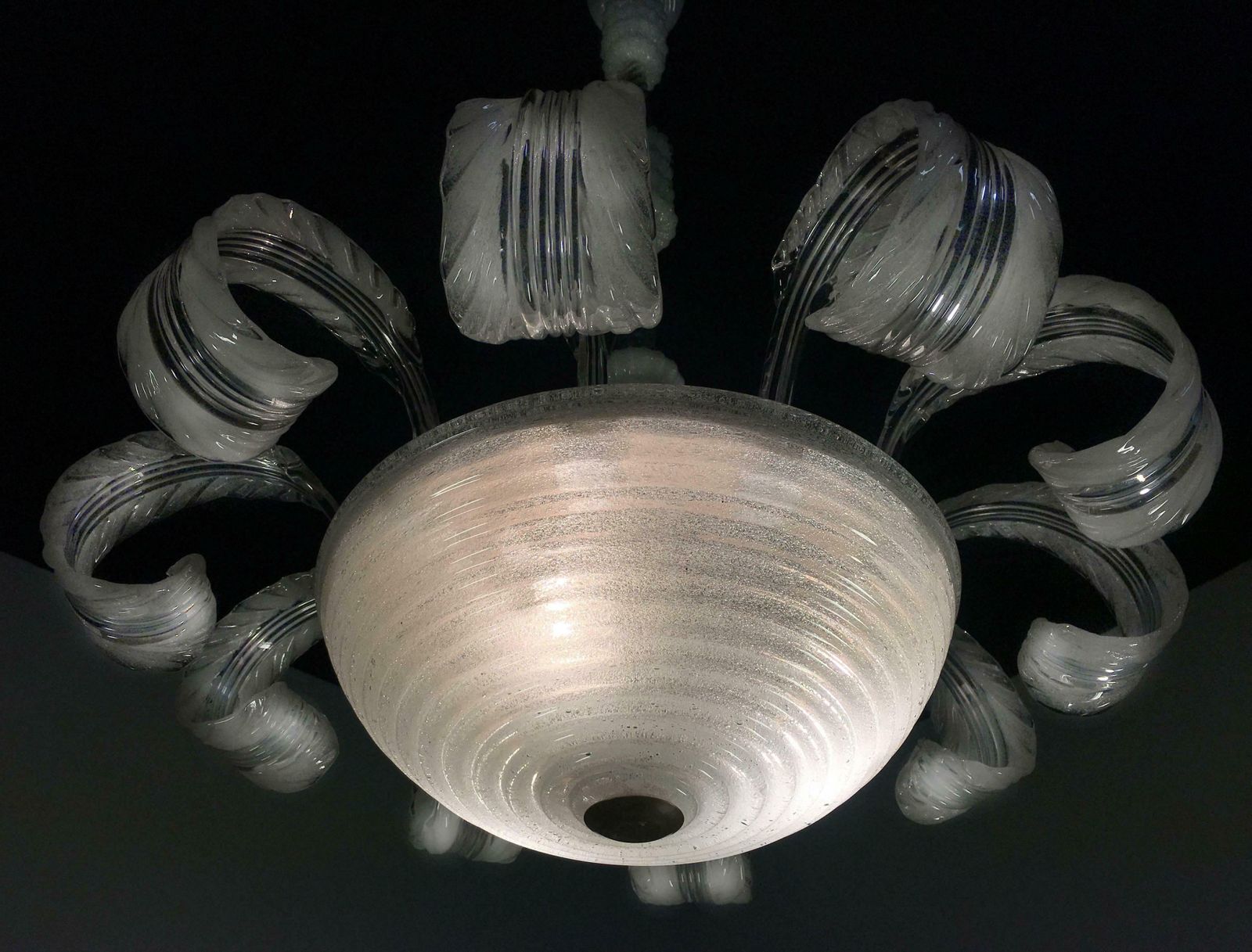 photo buy Midcentury Italian Pulegoso Glass Chandelier By Barovier & Toso, Murano, 1940