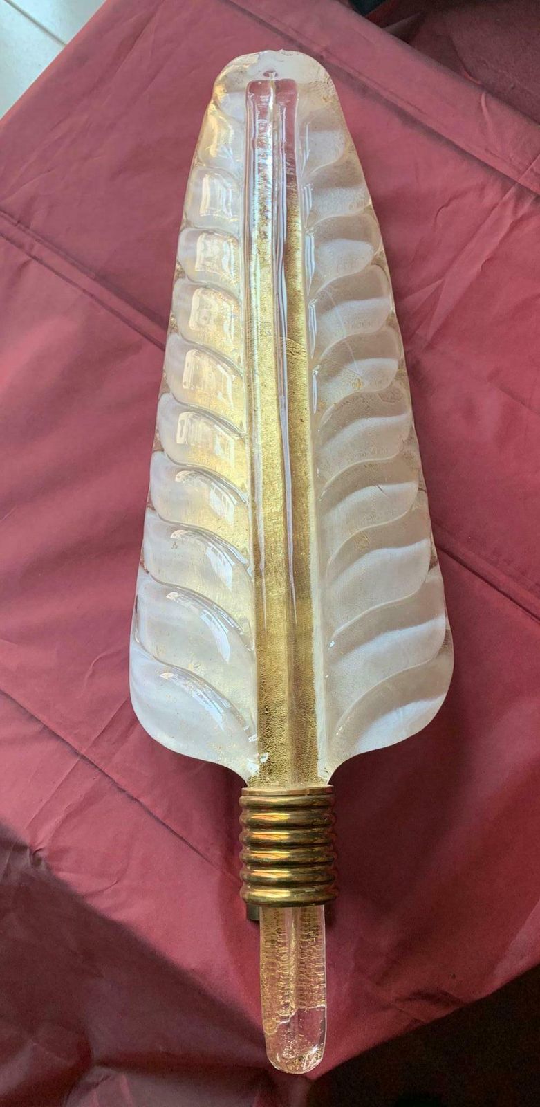 Luxurious Pair Of Large Wall Lamps By Barovier & Toso Gold, Murano, 1960s photo vinterior