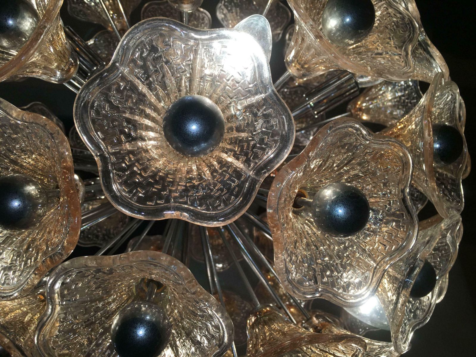 Sputnik Midcentury Pink Murano Glass Italian Chandelier, Vistosi Style, 1970 photo vinterior