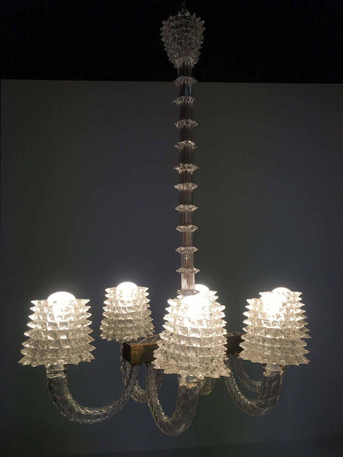 Ercole Barovier Midcentury "Rostrato" Murano Glass Italian Chandelier, 1940s photo 5653.0