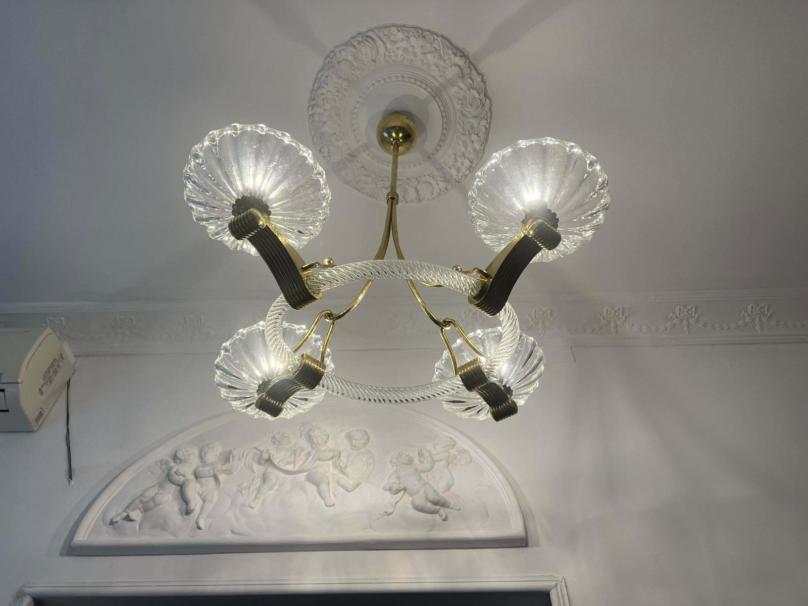 Chandelier By Barovier & Toso, Murano, 1940s photo vintage