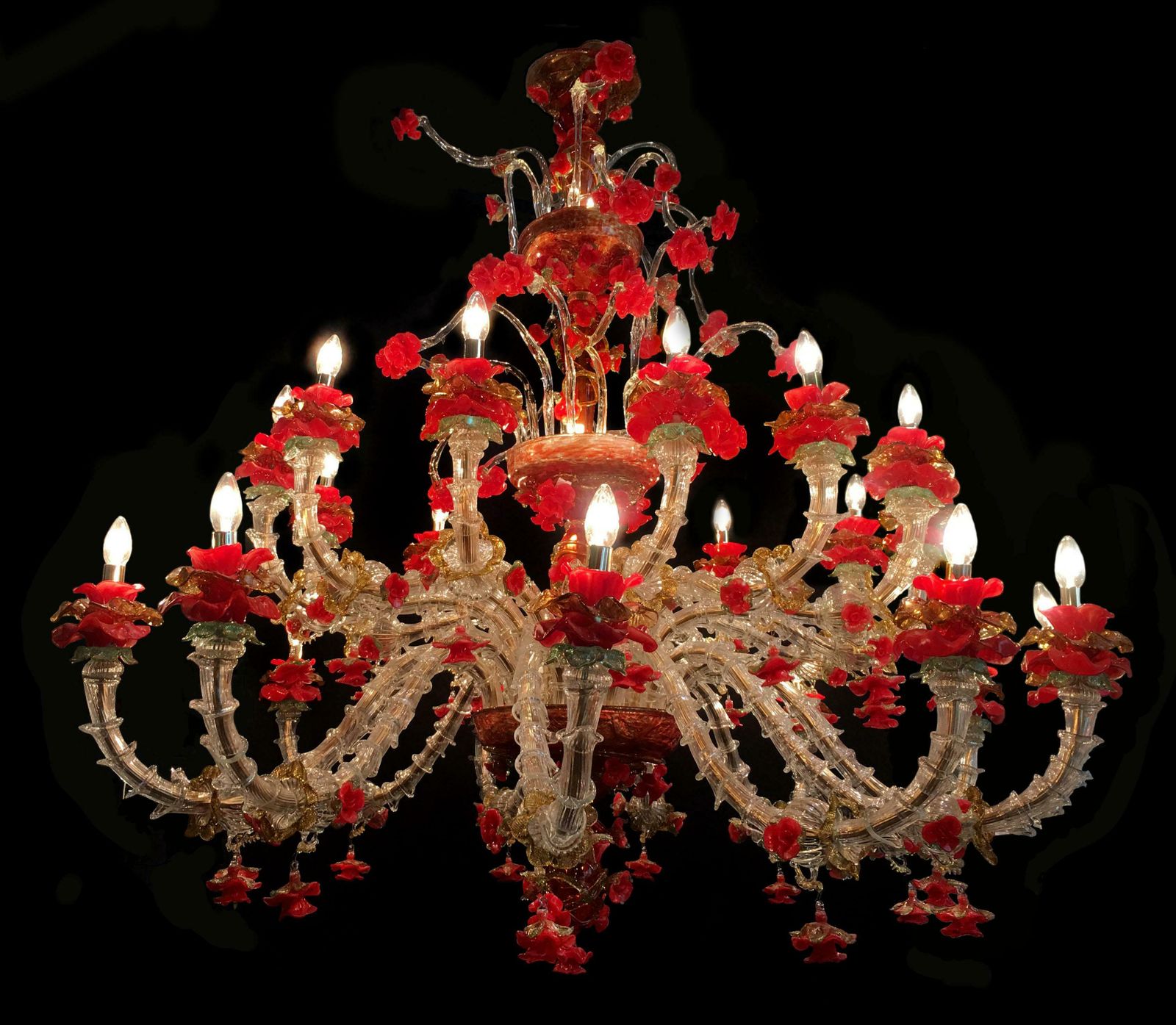 Sumptuous Italian Chandelier Red And Gold, Murano, 1980s photo furniture