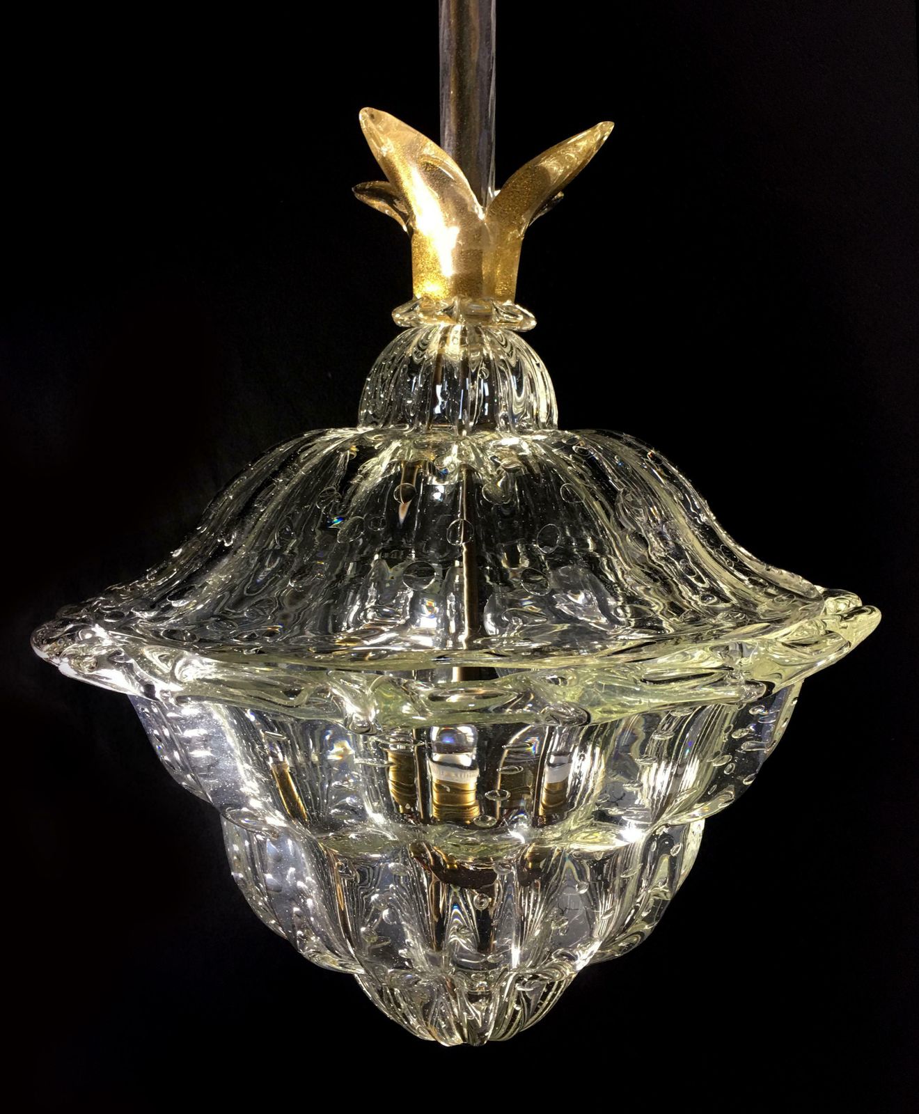 photo vinterior Chandeliers "The King", Gold Inclusion By Barovier & Toso, Murano, 1940s