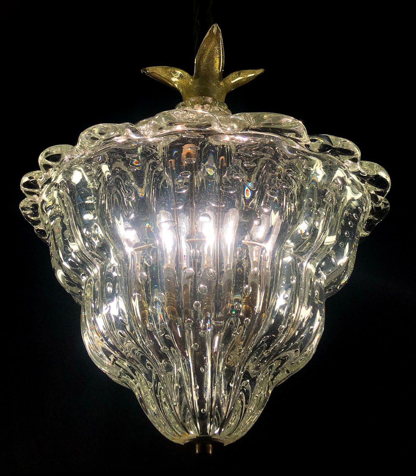 photo buy Chandeliers "The King", Gold Inclusion By Barovier & Toso, Murano, 1940s